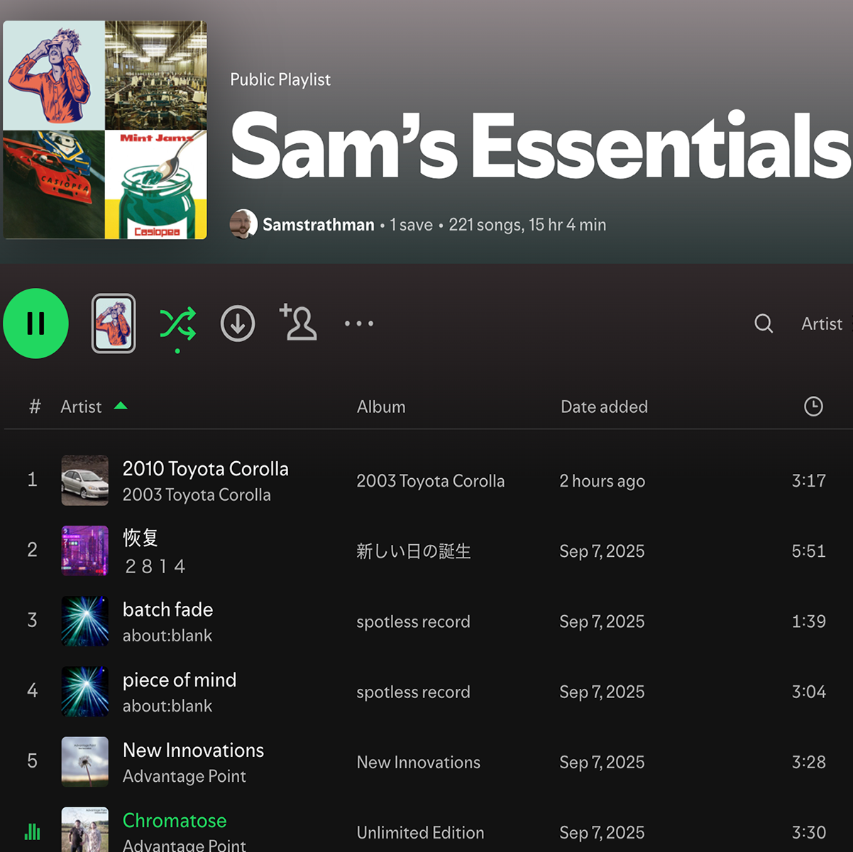 sam's essentials playlist